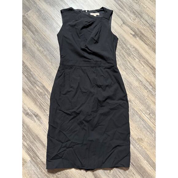 Banana Republic Black Sheath Dress Size 4 Sleeveless Wool Asymmetrical Neck Line - Picture 1 of 9